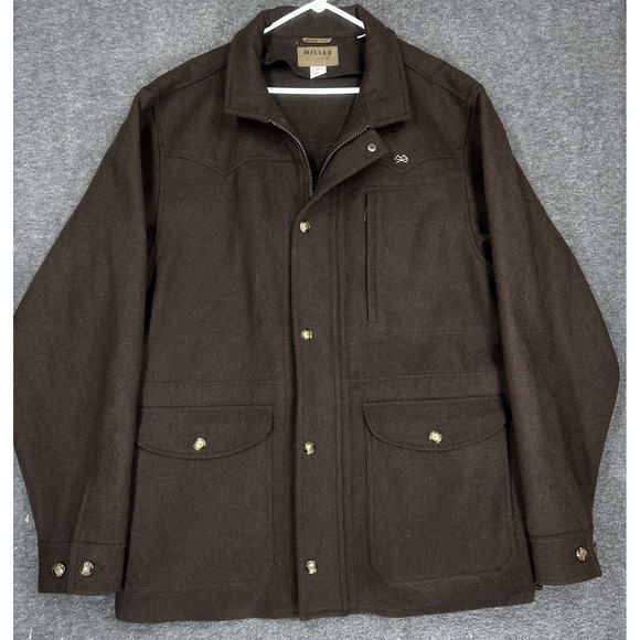 Cinch Other - Miller Ranch By Cinch Melton Wool Chore Coat Mens 2XL Brown Zip Up DWJ2122402